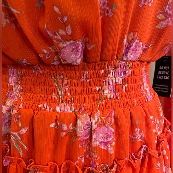 Floral Ruffle Dress in Vibrant Orange - Picture 8 of 15